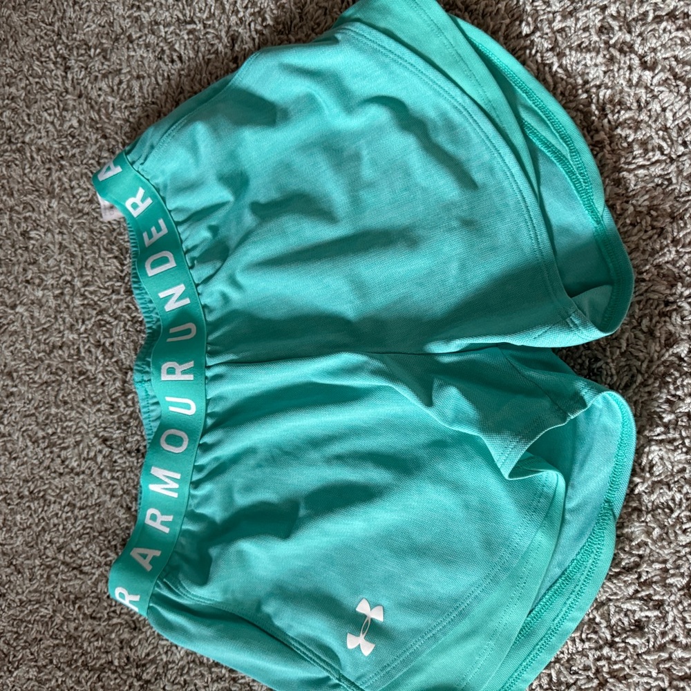 Under Armour Women's Play Up 3.0 Twist Shorts, blue size medium